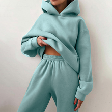 Load image into Gallery viewer, Women Two Piece Sets Tracksuit 2022 Autumn Casual Solid Long Sleeve Hoodie Sweatshirts Female Fashion Oversized Trouser Suits
