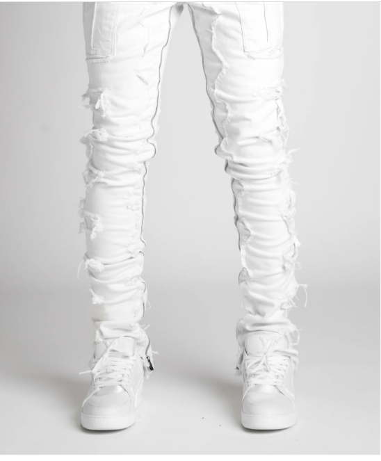 GHOST WHITE STACKED DENIM
