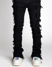 Load image into Gallery viewer, OBSIDIAN BLACK BLOOD DIAMOND STACKED DENIM
