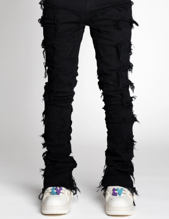 OBSIDIAN BLACK BLOOD DIAMOND STACKED DENIM