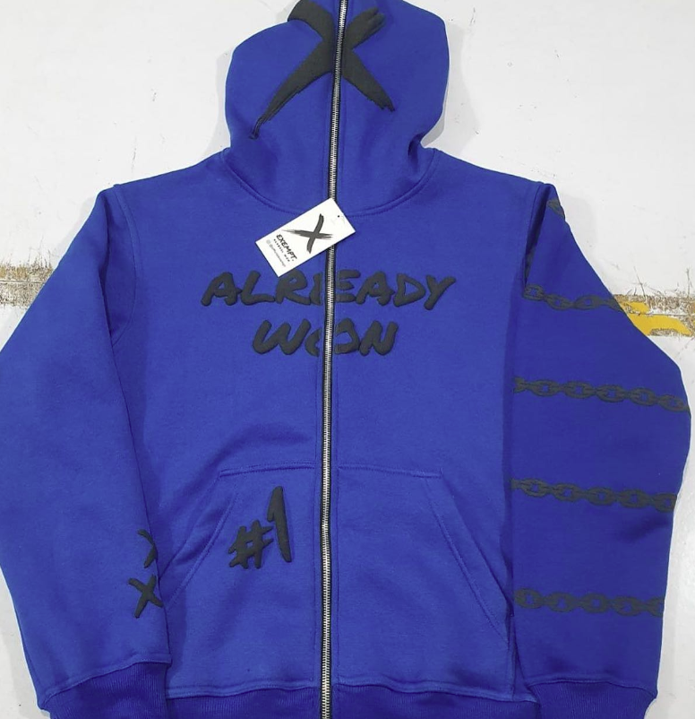 blue black chain jacket