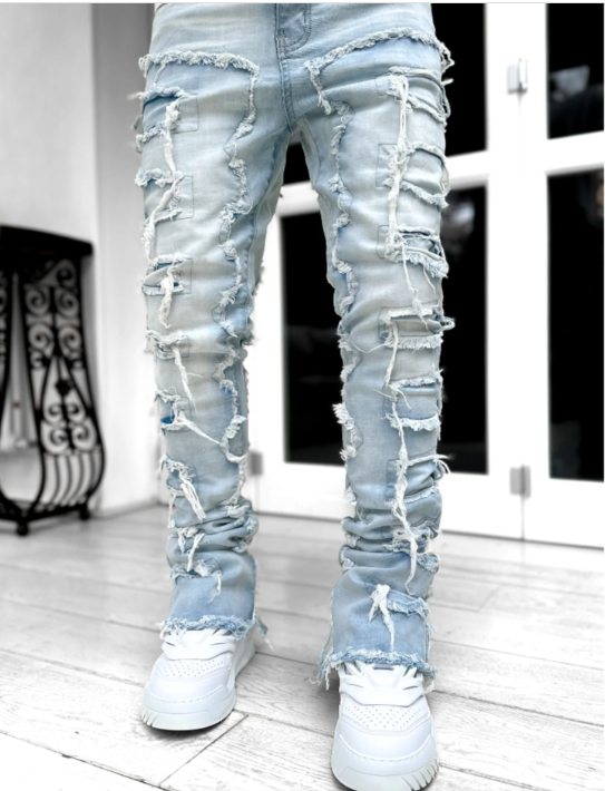STEEL BLUE STACKED DENIM