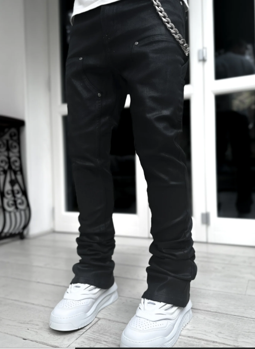OBSIDIAN BLACK STARRY SKY STACKED DENIM